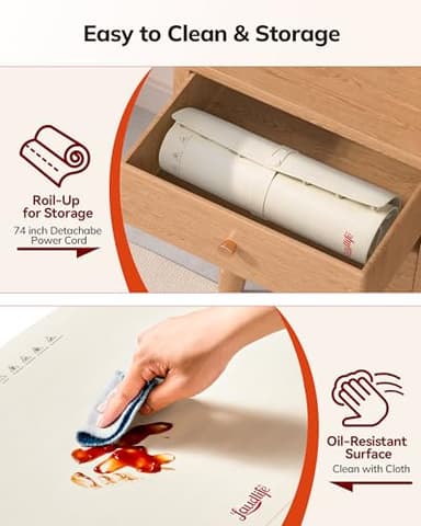 Food Warming Mat 24x16 Inches, Electric Warming Tray with 7 Temps, Foldable Food Warmer for Parties, Buffets, Family Gatherings, Holiday & Sabbath, Child Lock, Heating Mat for Food, Beige - Image 5