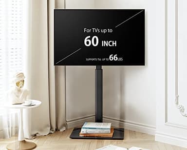 FITUEYES Floor TV Stand for 32 39 40 43 49 50 55 60 Inch TVs, TV Floor Stand with Swivel Mount, Max Holds 66lbs, White Glass Base, Height Adjustable TV Mount for Corner & Bedroom - Image 8