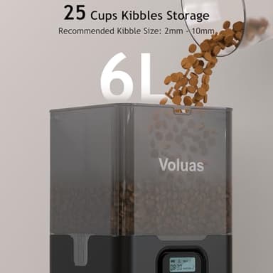 Voluas Automatic Cat Feeder for Two Cats, Double Pet Feeder with 2 Stainless Steel Bowls,6L Timed Cat Feeders with Memory Function - Image 4