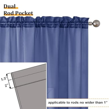 Aiyufeng Royal Blue Sheer Curtains 84 Inches Long 2 Panels Set, Semi Transparent Voile Rod Pocket Blue Sheer Window Drapes for Bedroom Bed Canopy Dining Wedding Party Backdrop, 40W x 84L inch - Image 2