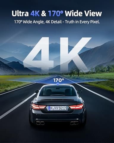 Dash Cam Front 4K - 1.5" IPS Display & 5G WiFi & 64G Card, 360° Rotation Mini Dashcam, Car Camera with WDR Night Vision, 24H Parking Mode, G-Sensor, Loop Recording,170° Angle, Dash Camera for Cars - Image 3