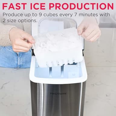 Frigidaire Compact Countertop Ice Maker, Makes 26 Lbs. of Bullet Shaped Ice Cubes Per Day, Silver Stainless - Image 4