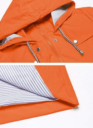 Kikibell Rain Jacket for Women Packable Windbreaker for Travel Orange Jackets Coat Women Lined Raincoat - Image 4