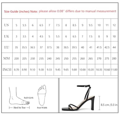 Modatope Black heels for Women Sandals Square Open Toe Chunky High Heels Strappy Ankle Strap Sandals Comfort Dress Party Shoes Size 9.5 - Image 7