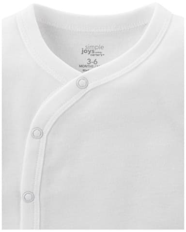 Simple Joys by Carter's Baby 5-Pack Side-snap Long-Sleeve Shirt, White, Preemie - Image 3