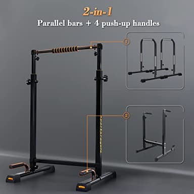 Sportsroyals Adjustable Dip Bar Station, Heavy Duty Parallette & Parallel Bars, 400LBS Stable Dip Stands for Home Gym, Calisthenics & Upper Body Workout Equipment - Image 2