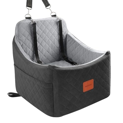 INDYBUD Dog Car Seat for Small Medium Dogs,Detachable Washable Dog Booster Seat Under 35lbs, Pet Car Seat Travel Bed with Storage Pockets and Safety Belt (Black/Grey, Medium) - Image 1