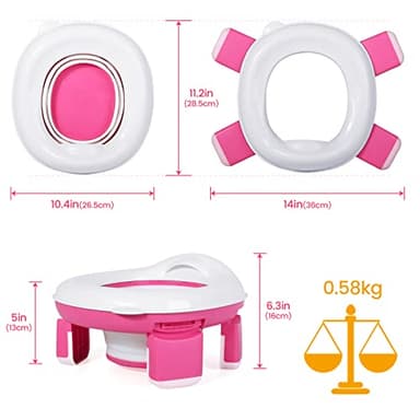 Orzbow Portable Potty Seat for Toddler Travel, Potty Training Toilet for Boys and Girls 18+ Months, Includes Storage Bag and 40pcs Disposable Liners, Travel Toddler Toilet Seat with Splash Guard, Pink - Image 8