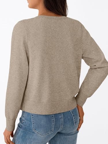 Trendy Queen Womens Cardigan Sweaters Lightweight Crew Neck Outfits Fall Fashion 2025 Clothing Brown L - Image 4