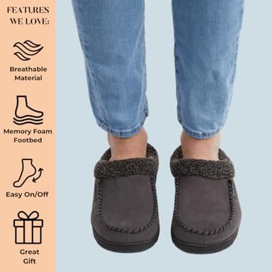 Dearfoams mens Indoor/Outdoor Breathable Memory Foam Clog Offered in Wide Widths Slipper, Pavement, X-Large Wide US - Image 6