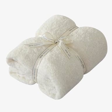 CLOUDS HUG Oversized King Knit Blanket for Couch - Super Soft Extra Large Throw Blankets for Bed， Fluffy Fuzzy Plush Lightweight Cozy Blanket，Cream，120" x 120" - Image 2