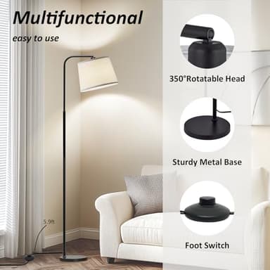 AKASUKI Floor Lamp for Living Room with 3 Color Temperatures, Foot Switch Standing Lamps for Living Room, Bedroom, Office, Arc Mordern Floor Lamp with 9W LED Bulb Included - Image 4