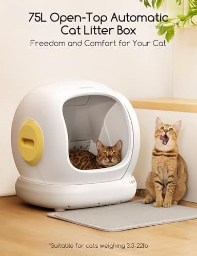 MeoWant Self Cleaning Cat Litter Box, Open-Top Automatic Cat Litter Box with Safety Protection, App Control, Odor-Free, 75L Large Space for Multiple Cats - Image 2