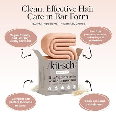 Kitsch Rice Water Shampoo Bar for Hair Growth – Strengthening Hair Shampoo for Men and Women – Reduce Breakage, Boosts Shine – Paraben, Silicone & Sulfate-Free, Vegan Hair Care - 3.2 oz - Image 4
