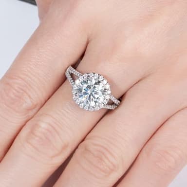 AnuClub 3.8cttw Round Cut Halo Moissanite Engagement Rings D Color VVS1 Round Cut 925 Sterling Silver Anniversary Wedding Promise Ring for Women Size 5.5 - Image 8