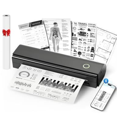 Portable Printers Wireless for Travel, N80 Wireless Thermal Printer Bluetooth Inkless Printer Support 8.5" X 11" US Letter & A4 Size, Compatible with iOS, Android, Laptop for Office, Home, Car, Black - Image 1