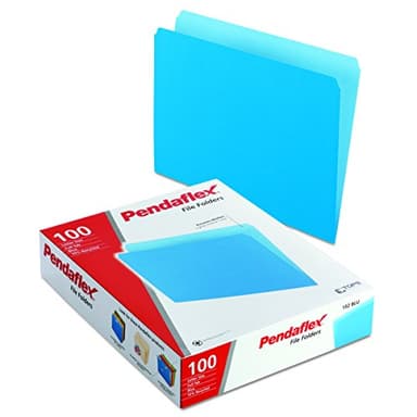 Pendaflex Two-Tone Color File Folders, Letter Size, Blue, Straight Cut, 100/BX (152 BLU) - Image 1