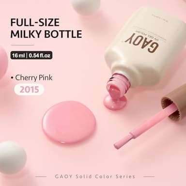 GAOY Pink Gel Nail Polish, 16ml Soak Off Gel Polish, UV Light Cure for Nail Art DIY Manicure at Home, 2015 Cherry Pink - Image 6