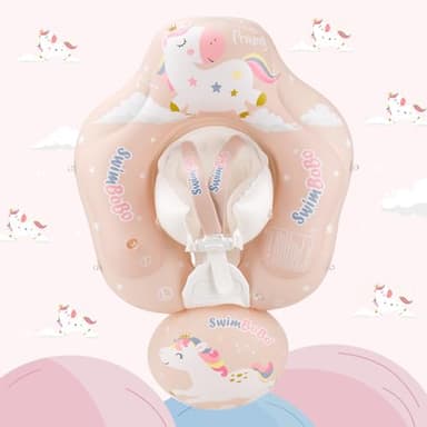 Free Swimming Baby Infant Pool Float with Sun Canopy Inflatable Baby Swimming Floatie with Sponge Safety Bottom Support Water Toys Swimming Trainer (Pink, Large) - Image 6