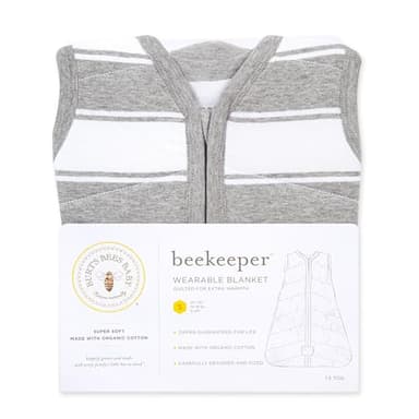 Burt's Bees Baby Baby Beekeeper Wearable Blanket, 100% Organic Cotton, Swaddle Transition Sleeping Bag, Quilted Grey Rugby, Large - Image 7