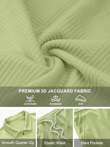 PLEPAN Polo Suits for Men 2 Piece Outfits Polo Shirts for Men Short Sleeve Sets Waffle Shirts Workout Shorts Summer Outfits Light Green XXL - Image 5