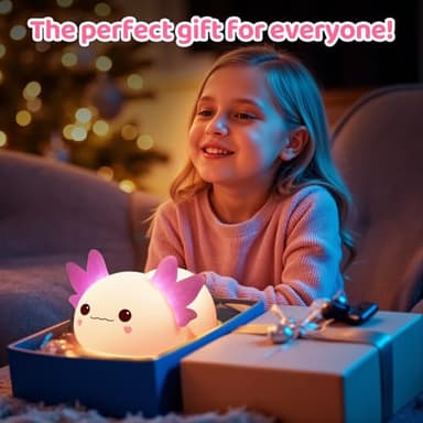 Huggwaii Squishy Axolotl Night Light for Kids, 4 Soothing White Noise Sounds, Dimmable Silicone Axolotl Lamp Toddler Light, Upgraded Rechargeable Nightlight Long Battery,Baby Gifts & Girls Room Decor - Image 7