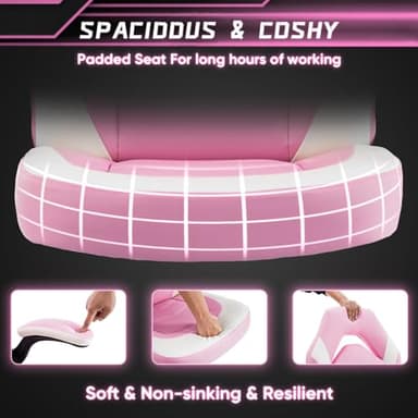 DUMOS Ergonomic Computer Gaming Chair - Home Office Desk with PU Leather Lumbar Support, Height Adjustable Big and Tall Video Game with Flip-up Armrest, Swivel Wheels for Adults - Image 5