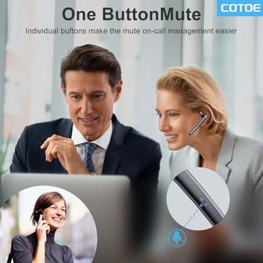 COTOE Bluetooth Headset V5.3, Wireless Earpiece with 500mAh Charging Case Hand-Free Headphones Noise Canceling Mic for Office/Driving/Business - Image 3