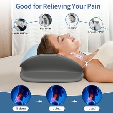 Cervical Neck Pillow for Pain Relief - Pillow for Neck Support Sleeping for Side, Back & Stomach Sleepers, Ergonomic Memory Foam Contour Pillows with Breathable Cover (Blue&Grey) - Image 2