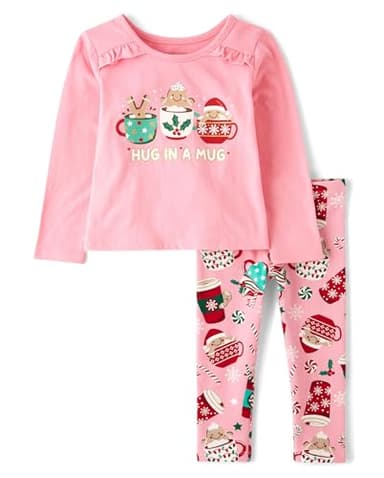 The Children's Place,Baby Girls,and Toddler 2 Piece Outfit,Holiday Hug in A Mug,5 Years - Image 1
