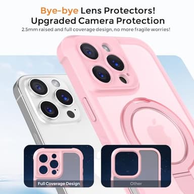 MOCCA Design for iPhone 16 Pro Max Case with Magnetic Invisible Stand [Full Camera Protection] [Compatible with Magsafe] Military Drop Shockproof Translucent Matte Phone Case Cover 6.9",Pink - Image 3