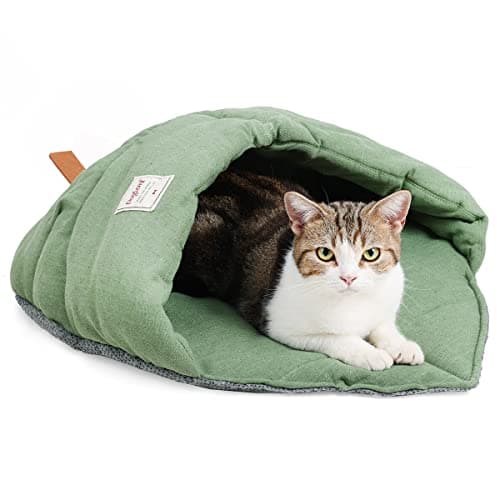 MOLEDINO Pet Cat Sleeping Bag, Cute Cat Cave Bed Hideaway for Indoor Cats Washable Covered Cozy Soft Warming Durable Fabric Burrow Napper Pocket Nest Snuggle Sack for Puppy Kitten - Image 1