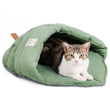 MOLEDINO Pet Cat Sleeping Bag, Cute Cat Cave Bed Hideaway for Indoor Cats Washable Covered Cozy Soft Warming Durable Fabric Burrow Napper Pocket Nest Snuggle Sack for Puppy Kitten - Image 1