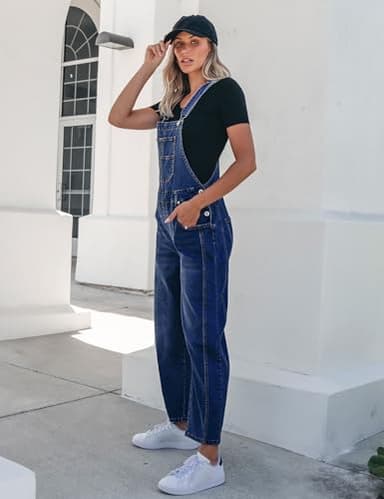 luvamia Overalls for Women Jean Overalls Women Loose Blue Jean Jumpsuit Travel Outfits Denim Overalls Jump Suit Classic Blue Medium Fits Size 8 / Size 10 - Image 3