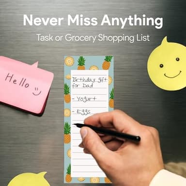 8 Magnetic Notepads – Notepads for Grocery List, Shopping List, To-Do List, Reminders -Strong Magnetic Back- Memo Notepad with Realistic Fruit Designs | 25 Sheets per Pad 7.5 x 3.5 inch (8 Pack) - Image 6