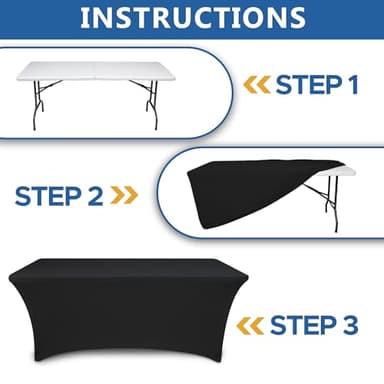 Enjoyidea Spandex Table Cover for 6 foot Rectangle Tables-6 Pack Fitted Stretch Black Tablecloth-Elastic 6ft Folding Tablecloths for Party, Vendor Booth Display, Banquet Buffet Event, Craft Trade Show - Image 9