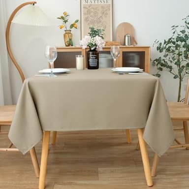 Biscaynebay Textured Fabric Square Tablecloths 54x54 Inches, Natural Water Resistant Spill Proof Table Cloth Washable Small Card Folding Table Covers for Dining, Kitchen, Wedding and Parties - Image 7