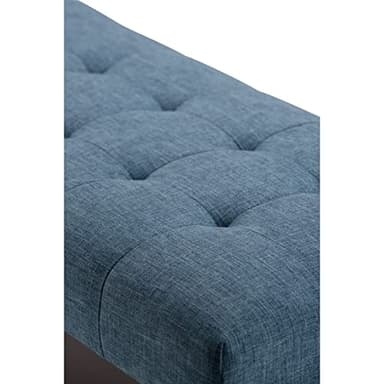 SIMPLIHOME Draper 40 inch Wide Mid Century Modern Rectangle Tufted Ottoman Bench in Denim Blue Linen Look Fabric, Assembled, for the Living Room and Bedroom - Image 6