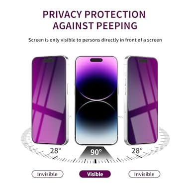 Ifaeveus 2 Pack Privacy Screen Protector for iPhone 14 Pro Max Tempered Glass 6.7inch Private Saver Anti-Spy Anti-Blue Light Eye Protection Anti-Scratch Full Coverage - Image 3