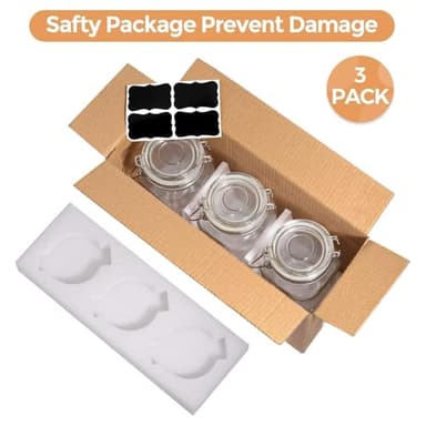 ComSaf Airtight Glass Jars with Lids 78oz Set of 3, Food Storage Canister Square - Storage Container with Clear Preserving Seal Wire Clip Fastening for Kitchen Canning Flour, Cereal, Pasta, Beans - Image 9