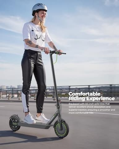 Roinside Electric Scooter for Adults - 8.5" Solid Tires, 350W Motor, Up to 19 MPH and 15 Miles Long-Range Commuting Folding E-Scooter with Dual Braking System and Smart App - Image 7