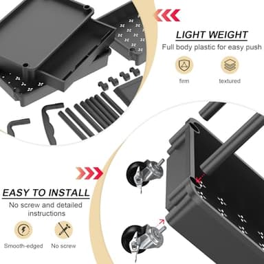 Goovilla 3 Tier Rolling Utility Cart Organizer with Removable Drawer, Stable and Sturdy Black Rolling Storage Carts with 2 Lockable Wheels for Bathroom, Kitchen, Snack, Craft, Makeup, Baby Essentials - Image 3