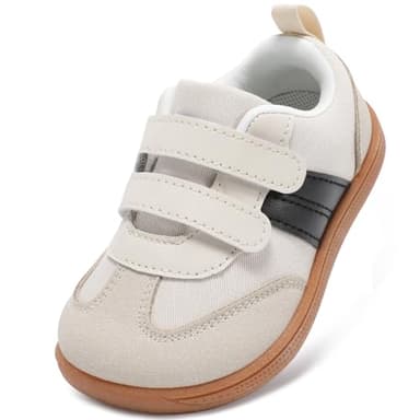 STQ KIDS Toddler Wide Toe Box Shoes:Boys Barefoot Shoe Kids Walking Shoes Boy Sneakers Non-Slip Zero Drop Toddler First Walking Shoe Comfortable Beigewhite Infant 4 - Image 1