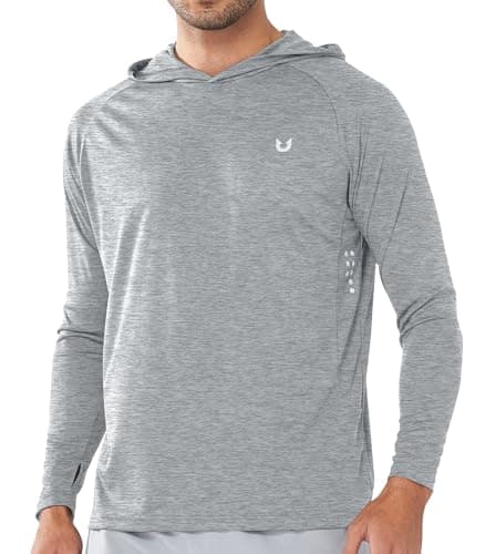 NORTHYARD Men's UPF 50+ Hoodie Shirts Long Sleeve Sun Protection Fishing Swim Lightweight UV SPF Running Rash Guard Quick Dry GREYHEATHER M - Image 1