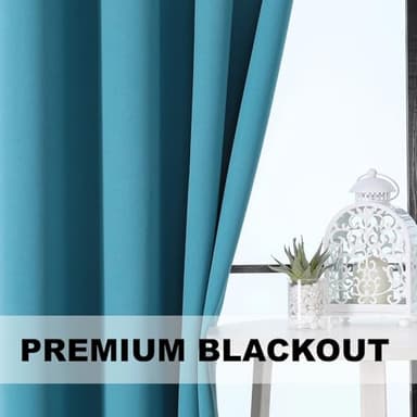 Flyfun Grommet Blackout Curtains for Bedroom and Living Room - 2 Panels Set Thermal Insulated Room Darkening Curtains (Turquoise, 52W x 84L) - Image 7