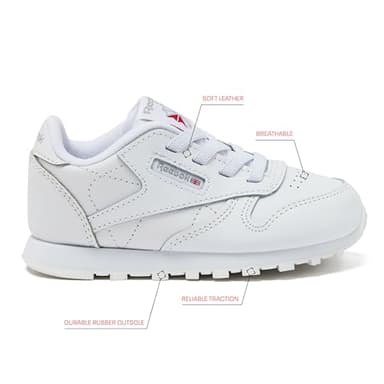 Reebok Classic Leather Girls & Boys Shoes for Kids, Toddler, Little Kid or Big Kid Sneakers, White, 4 Toddler - Image 2