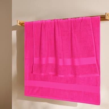 GLAMBURG Premium Cotton 4 Pack Bath Towel Set - 100% Pure Cotton - 4 Bath Towels 27x54 - Ideal for Everyday use - Ultra Soft & Highly Absorbent - Hot Pink - Image 3