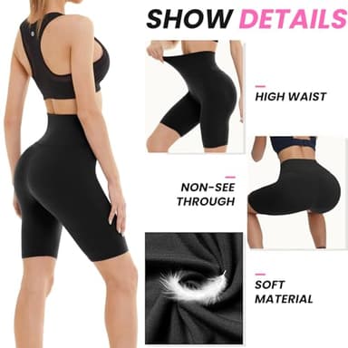 3 Pack Biker Shorts for Women – 8" Black High Waisted Tummy Control for Gym Workout Athletic Cheerleading Yoga - Image 5