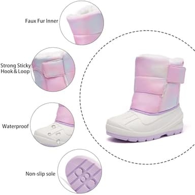 MORENDL Snow Boots Toddler Girl Winter Boots Baby Waterproof Insulated Warm Faux Fur Lightweight Non-Slip Cold Weather Walking Shoes Gradient Pink Size 10 - Image 2