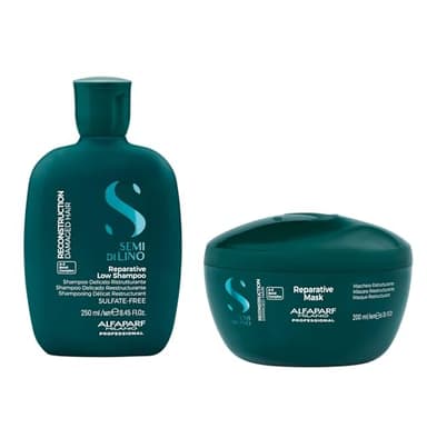 Alfaparf Milano Semi di Lino Reconstruction Reparative Shampoo and Mask Set - Sulfate Free Shampoo and Hair Mask for Damaged Hair - Repairs, Reconstructs, Strengthens - Adds Shine and Softness - Image 1